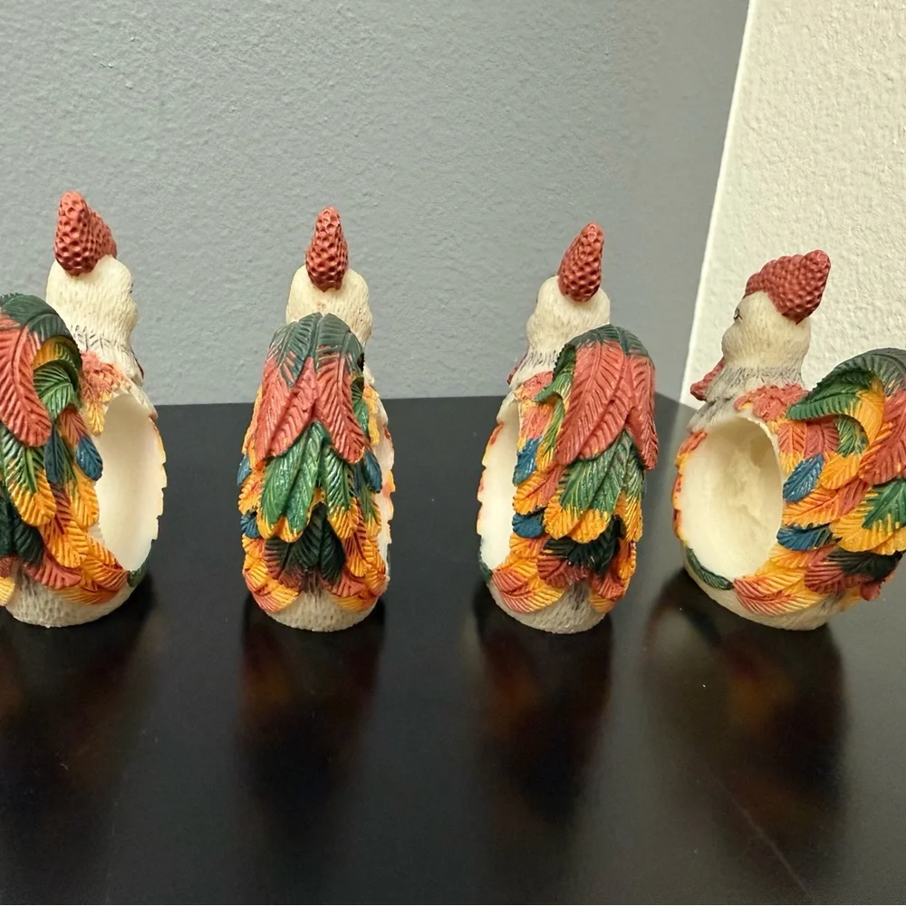 Set‎ of 4 Colorful acrylic Rooster Napkin Rings